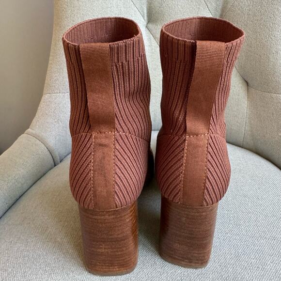 Steven New York Nichol Knit Bootie Ribbed Sock Bootie Pull-on Cognac Women's 7.5 - Picture 2 of 7